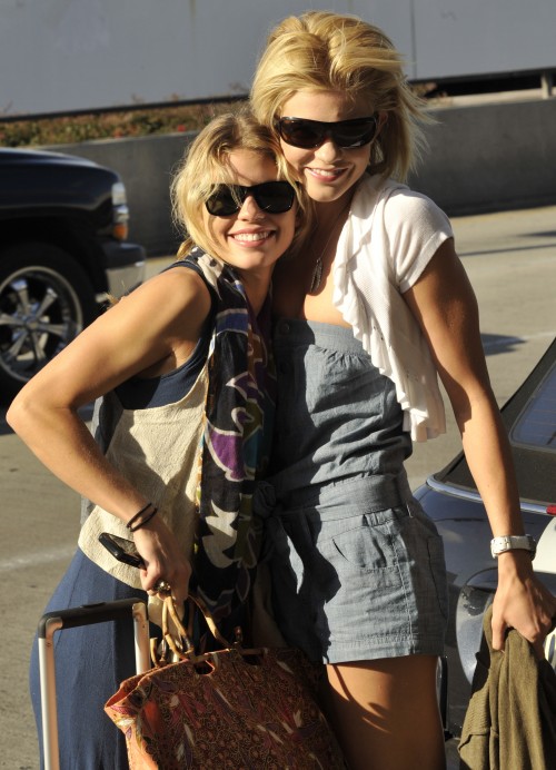 AnnaLynne McCord and her sister Angel at LAX Airport in Los Angeles, Ca