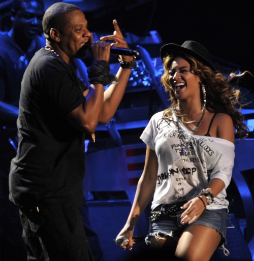 Beyonce and Jay Z perform on The Main Stage during the Coachella Music Festival in Indio, Ca