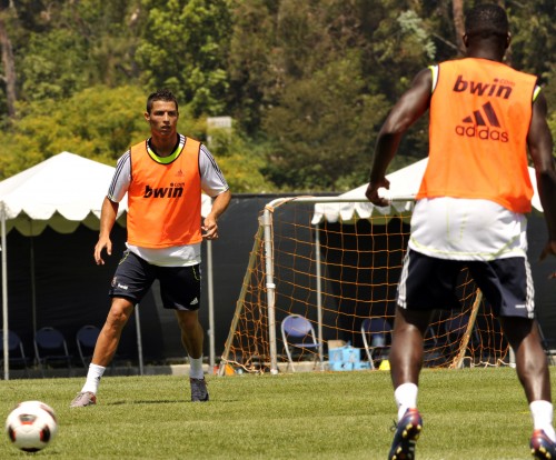 Real Madrid Soccer star Cristiano Ronaldo practices at UCLA in Westwood, Ca during the team visit to the US